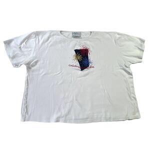 MCCC Energy Sportswear Celebrate America Patriotic  Fireworks Tee Size XL White